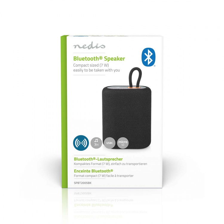 Nedis Bluetooth® Högtalare | Maximal batteritid: 7 timmar | Handhållen design | 7 W | Mono | Inbygd mikrofon | Synkroniseringsbar | Svart Nedis Bluetooth® Högtalare | Maximal batteritid: 7 timmar | Handhållen design | 7 W | Mono | Inbygd mikrofon | Synkroniseringsbar | Svart