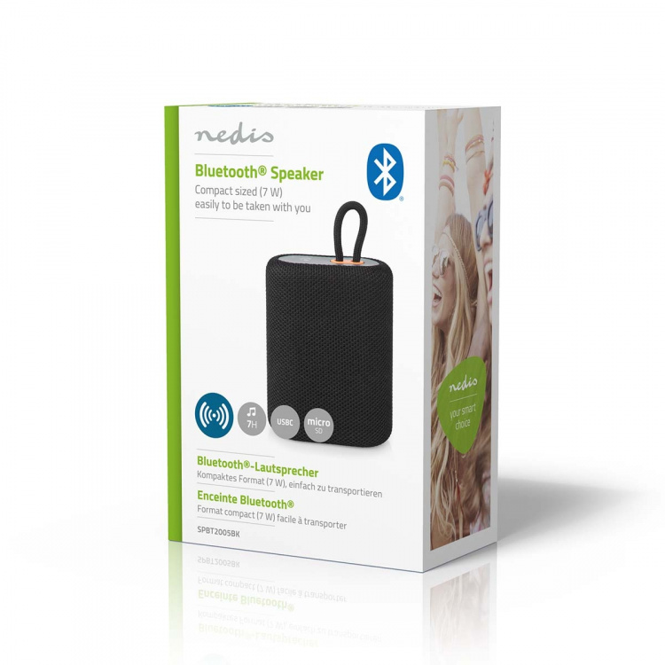 Nedis Bluetooth® Högtalare | Maximal batteritid: 7 timmar | Handhållen design | 7 W | Mono | Inbygd mikrofon | Synkroniseringsbar | Svart Nedis Bluetooth® Högtalare | Maximal batteritid: 7 timmar | Handhållen design | 7 W | Mono | Inbygd mikrofon | Synkroniseringsbar | Svart