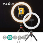 Nedis Ringljus | 10 inch | 120 LED\'s | 2700 - 6700 K | Trevbensstativ | Svart Nedis Ringljus | 10 inch | 120 LED\'s | 2700 - 6700 K | Trevbensstativ | Svart