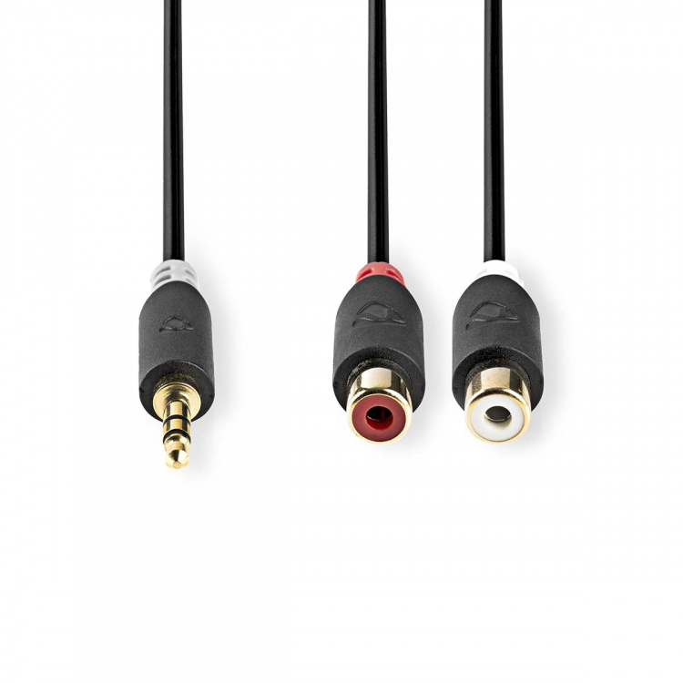 Nedis Stereoljudkabel | 3.5 mm Hane | 2x RCA Hona | Guldplaterad | 0.20 m | Rund | Antracit | Låda Nedis Stereoljudkabel | 3.5 mm Hane | 2x RCA Hona | Guldplaterad | 0.20 m | Rund | Antracit | Låda