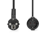 Nedis Strömkabel | Strömkontakt Hane | Strömkontakt Hona | Vinklat | Rak | Nickelplaterad | 3.00 m | Rund | PVC | Svart | Kuvert Nedis Strömkabel | Strömkontakt Hane | Strömkontakt Hona | Vinklat | Rak | Nickelplaterad | 3.00 m | Rund | PVC | Svart | Kuvert