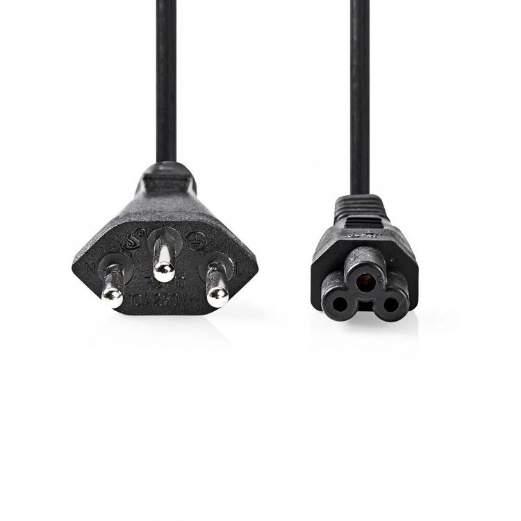 Nedis Strömkabel | CH typ 12 | IEC-320-C5 | Rak | Rak | Nickelplaterad | 2.00 m | Rund | PVC | Svart | Kuvert