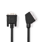 Nedis SCART-kabel | SCART Hane | VGA hona 15p | Nickelplaterad | 480p | 2.00 m | Rund | PVC | Svart | Kuvert