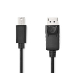 Nedis Mini Displayport-kabel | DisplayPort 1.2 | Mini DisplayPort Hane | DisplayPort Hane | 21.6 Gbps | Nickelplaterad | 2.00 m | Rund | PVC | Svart | Blister