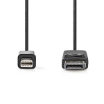 Nedis Mini Displayport-kabel | DisplayPort 1.2 | Mini DisplayPort Hane | DisplayPort Hane | 21.6 Gbps | Nickelplaterad | 2.00 m | Rund | PVC | Svart | Blister