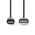 Nedis Lightning Kabel | USB 2.0 | Apple Lightning, 8-stifts | USB-A Hane | 480 Mbps | Nickelplaterad | 1.00 m | Rund | PVC | Svart | Låda Nedis Lightning Kabel | USB 2.0 | Apple Lightning, 8-stifts | USB-A Hane | 480 Mbps | Nickelplaterad | 1.00 m | Rund | PVC | Svart | Låda