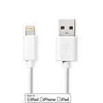 Nedis Lightning Kabel | USB 2.0 | Apple Lightning, 8-stifts | USB-A Hane | 480 Mbps | Nickelplaterad | 1.00 m | Rund | PVC | Vit | Låda Nedis Lightning Kabel | USB 2.0 | Apple Lightning, 8-stifts | USB-A Hane | 480 Mbps | Nickelplaterad | 1.00 m | Rund | PVC | Vit | Låda