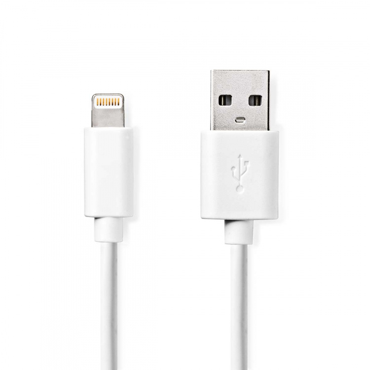 Nedis Lightning Kabel | USB 2.0 | Apple Lightning, 8-stifts | USB-A Hane | 480 Mbps | Nickelplaterad | 1.00 m | Rund | PVC | Vit | Låda Nedis Lightning Kabel | USB 2.0 | Apple Lightning, 8-stifts | USB-A Hane | 480 Mbps | Nickelplaterad | 1.00 m | Rund | PVC | Vit | Låda