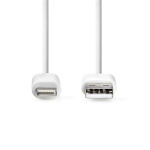 Nedis Lightning Kabel | USB 2.0 | Apple Lightning, 8-stifts | USB-A Hane | 480 Mbps | Nickelplaterad | 3.00 m | Rund | PVC | Vit | Låda Nedis Lightning Kabel | USB 2.0 | Apple Lightning, 8-stifts | USB-A Hane | 480 Mbps | Nickelplaterad | 3.00 m | Rund | PVC | Vit | Låda