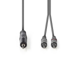 Nedis Stereoljudkabel | 3.5 mm Hane | 2x RCA Hane | Nickelplaterad | 1.50 m | Rund | Mörkgrå | Kartonghylsa