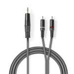 Nedis Stereoljudkabel | 3.5 mm Hane | 2x RCA Hane | Nickelplaterad | 3.00 m | Rund | Mörkgrå | Kartonghylsa