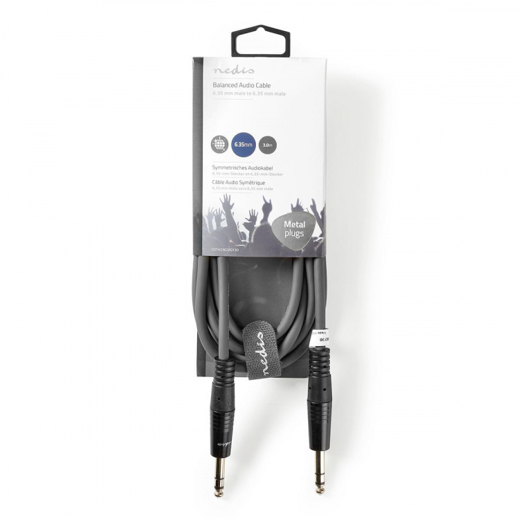 Nedis Stereoljudkabel | 6.35 mm Hane | 6.35 mm Hane | Nickelplaterad | 3.00 m | Rund | Mörkgrå | Kartonghylsa Nedis Stereoljudkabel | 6.35 mm Hane | 6.35 mm Hane | Nickelplaterad | 3.00 m | Rund | Mörkgrå | Kartonghylsa