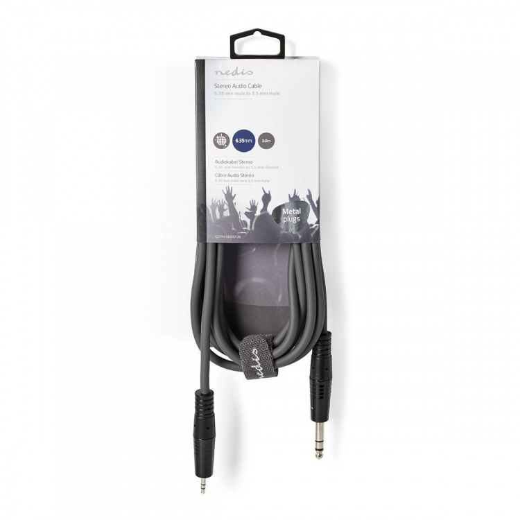 Nedis Stereoljudkabel | 6.35 mm Hane | 3.5 mm Hane | Nickelplaterad | 3.00 m | Rund | Mörkgrå | Kartonghylsa Nedis Stereoljudkabel | 6.35 mm Hane | 3.5 mm Hane | Nickelplaterad | 3.00 m | Rund | Mörkgrå | Kartonghylsa