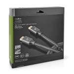 Nedis High Speed ​​HDMI ™ kabel med Ethernet | HDMI™ Kontakt | HDMI™ Kontakt | 4K@60Hz | ARC | 18 Gbps | 10.0 m | Rund | Bomull | Grått Med Metall | Kartong med täckt fönster