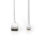 Nedis Mini Displayport-kabel | DisplayPort 1.4 | Mini DisplayPort Hane | DisplayPort Hane | 48 Gbps | Nickelplaterad | 2.00 m | Rund | PVC | Vit | Blister Nedis Mini Displayport-kabel | DisplayPort 1.4 | Mini DisplayPort Hane | DisplayPort Hane | 48 Gbps | Nickelplaterad | 2.00 m | Rund | PVC | Vit | Blister
