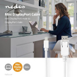 Nedis Mini Displayport-kabel | DisplayPort 1.4 | Mini DisplayPort Hane | DisplayPort Hane | 48 Gbps | Nickelplaterad | 2.00 m | Rund | PVC | Vit | Blister Nedis Mini Displayport-kabel | DisplayPort 1.4 | Mini DisplayPort Hane | DisplayPort Hane | 48 Gbps | Nickelplaterad | 2.00 m | Rund | PVC | Vit | Blister