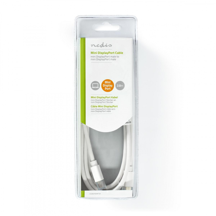 Nedis Mini Displayport-kabel | DisplayPort 1.4 | Mini DisplayPort Hane | Mini DisplayPort Hane | 48 Gbps | Nickelplaterad | 2.00 m | Rund | PVC | Vit | Blister