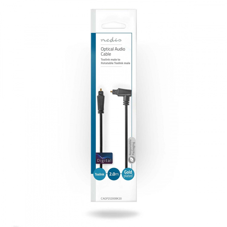 Nedis Optisk ljudkabel | TosLink Hane | TosLink Hane | Roterbar | 2.00 m | Rund | PVC | Svart | Kuvert