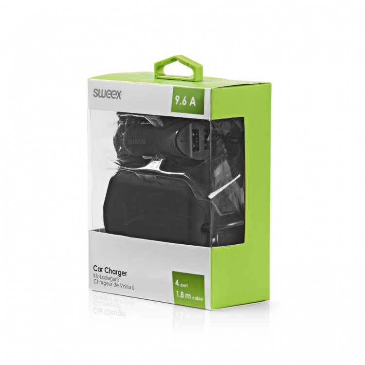 Sweex Billaddare 4-Utgångar 9.6 A USB Svart Sweex Billaddare 4-Utgångar 9.6 A USB Svart