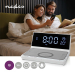 Nedis Trådlös laddare för Väckarklocka | Qi certifierad | 5 / 7.5 / 10 / 15 W | USB-A Male | 2 Larmtider | Snooze-funktion