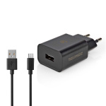 Nedis Väggladdare | 5 W | 1.0 A A | Antal utgångar: 1 | USB-A | Micro USB (Lös) Kabel | 1.00 m | Single Voltage Output | Svart