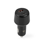 Nedis Billaddare | 65 W | 2.0 / 3.0 / 3.25 A | Antal utgångar: 2 | Port typ: USB-A / USB-C™ | Automatiskt val av Spänning