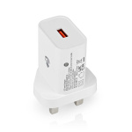 Nedis Väggladdare | 18 W | QC3.0 | Snabbladdnings funktion | 3.0 A | Antal utgångar: 1 | USB-A | Automatiskt val av Spänning | Vit