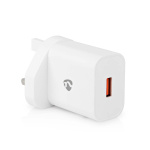 Nedis Väggladdare | 18 W | QC3.0 | Snabbladdnings funktion | 3.0 A | Antal utgångar: 1 | USB-A | Automatiskt val av Spänning | Vit