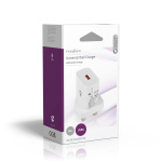 Nedis Väggladdare | 18 W | QC3.0 | Snabbladdnings funktion | 3.0 A | Antal utgångar: 1 | USB-A | Automatiskt val av Spänning | Vit