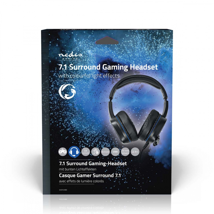 Nedis Gaming Headset | Over-Ear | Surround | USB Type-A | Vikbara Mikrofon | 2.10 m | LED Nedis Gaming Headset | Over-Ear | Surround | USB Type-A | Vikbara Mikrofon | 2.10 m | LED