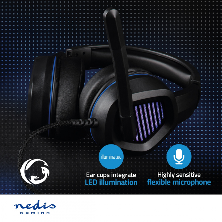 Nedis Gaming Headset | Over-Ear | Surround | USB Type-A | Vikbara Mikrofon | 2.10 m | LED Nedis Gaming Headset | Over-Ear | Surround | USB Type-A | Vikbara Mikrofon | 2.10 m | LED