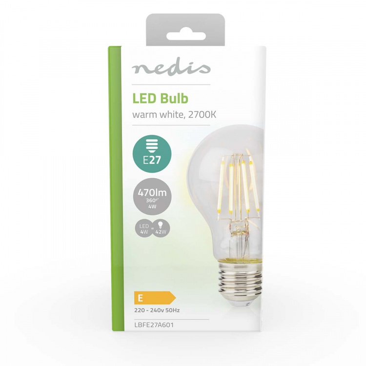 Nedis LED Glödlampa E27 | A60 | 4 W | 470 lm | 2700 K | Varm Vit | Retrostil | 1 st
