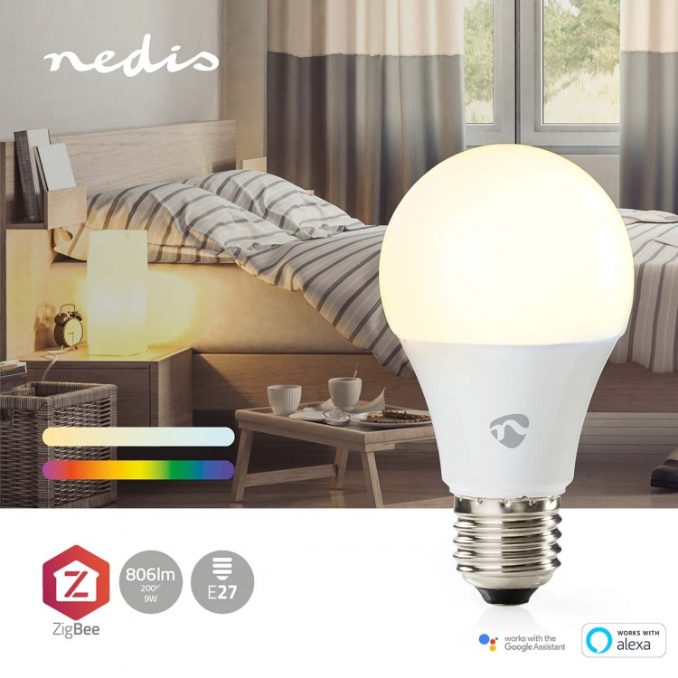 Nedis SmartLife Full Färg Glödlampa | E27 | 806 lm | 9 W | RGB / Varm till cool vit | 2200 - 6500 K | Android™ / IOS | Glödlampa | 1 st