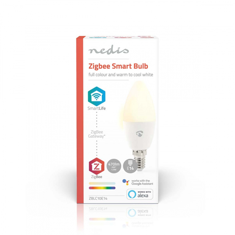 Nedis SmartLife Full Färg Glödlampa | E14 | 470 lm | 4.90 W | RGB / Varm till cool vit | 2200 - 6500 K | Android™ / IOS | Ljus | 1 st Nedis SmartLife Full Färg Glödlampa | E14 | 470 lm | 4.90 W | RGB / Varm till cool vit | 2200 - 6500 K | Android™ / IOS | Ljus | 1 st