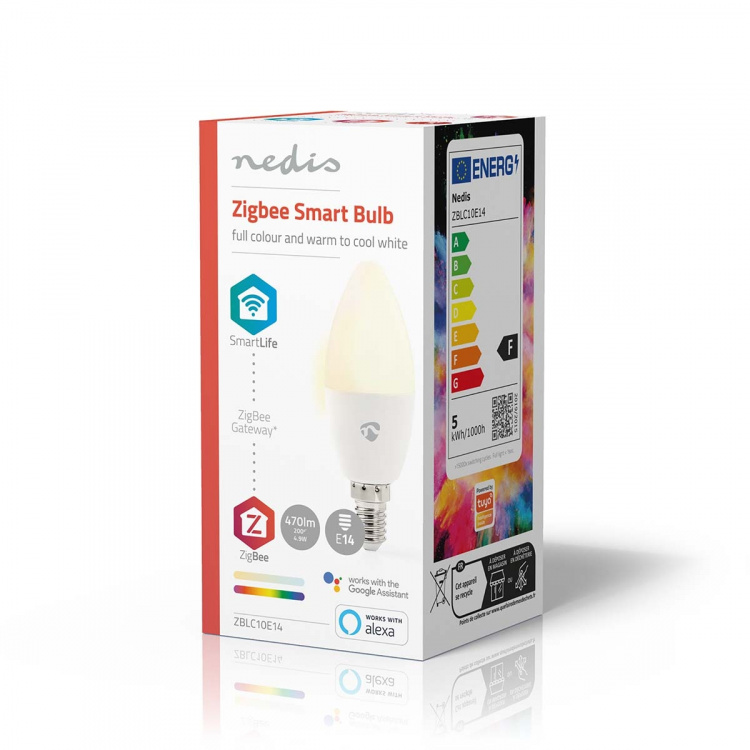Nedis SmartLife Full Färg Glödlampa | E14 | 470 lm | 4.90 W | RGB / Varm till cool vit | 2200 - 6500 K | Android™ / IOS | Ljus | 1 st Nedis SmartLife Full Färg Glödlampa | E14 | 470 lm | 4.90 W | RGB / Varm till cool vit | 2200 - 6500 K | Android™ / IOS | Ljus | 1 st