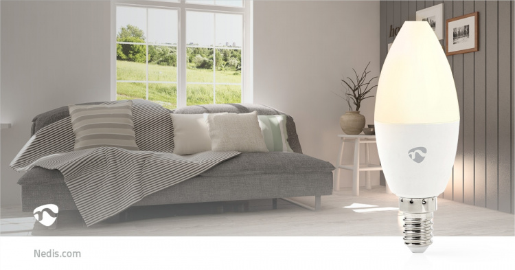 Nedis SmartLife Full Färg Glödlampa | E14 | 470 lm | 4.90 W | RGB / Varm till cool vit | 2200 - 6500 K | Android™ / IOS | Ljus | 1 st Nedis SmartLife Full Färg Glödlampa | E14 | 470 lm | 4.90 W | RGB / Varm till cool vit | 2200 - 6500 K | Android™ / IOS | Ljus | 1 st