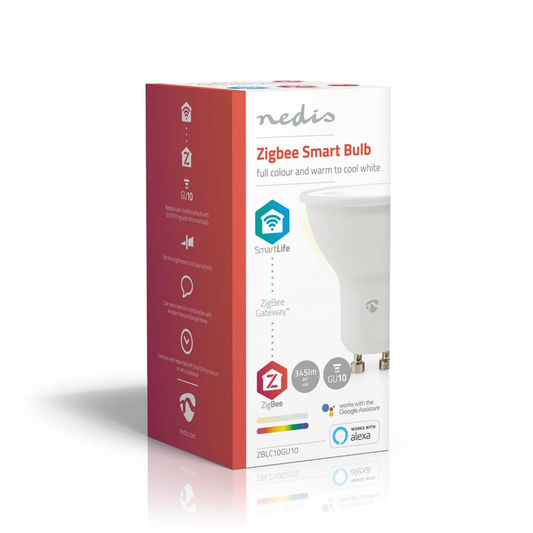 Nedis SmartLife Full Färg Glödlampa | GU10 | 345 lm | 4.70 W | RGB / Varm till cool vit | 2200 - 6500 K | Android™ / IOS | Spot | 1 st