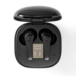 Nedis Fullt Trådlösa hörlurar | Bluetooth® | Maximal batteritid: 5 timmar | Tryck på Kontroll | Batteri hölje | Inbygd mikrofon | Stöd för röststyrning | Brusreducering | Svart