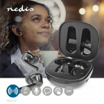 Nedis Fullt Trådlösa hörlurar | Bluetooth® | Maximal batteritid: 5 timmar | Tryck på Kontroll | Batteri hölje | Inbygd mikrofon | Stöd för röststyrning | Brusreducering | Svart