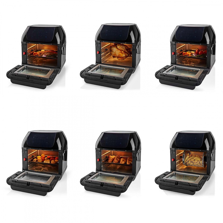 Nedis Varmluftsfritös | 12 l | Timer: 60 min | Antal förinställda program: 9 | Digital | Svart Nedis Varmluftsfritös | 12 l | Timer: 60 min | Antal förinställda program: 9 | Digital | Svart