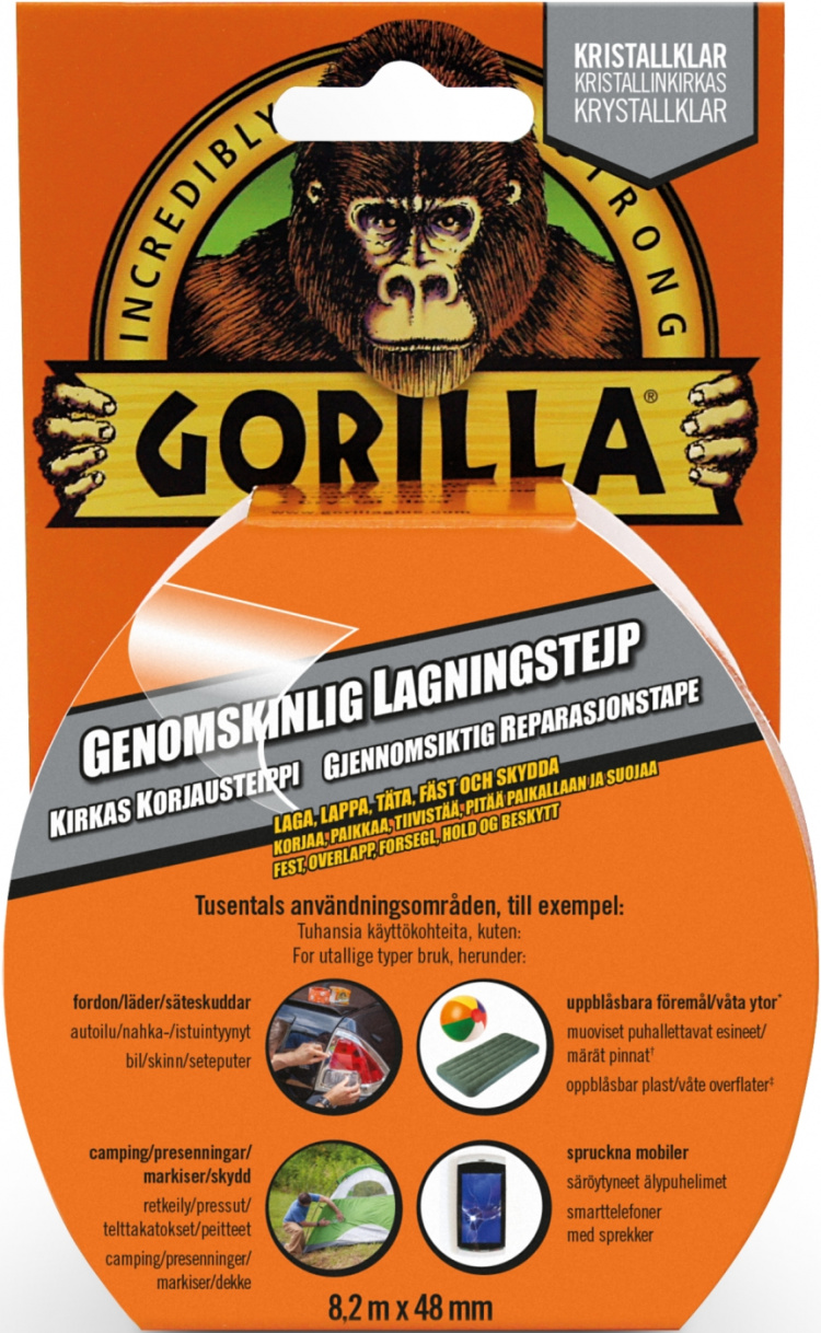 Gorilla Tape Genomskinlig Lagningstejp 8,2mx48mm, 1/6