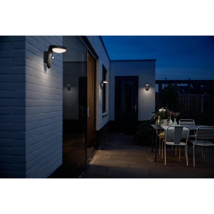 Philips Tyla Vägglampa Solcell IR-sensor Ultra Efficient LED 255lm IP44 Antracit