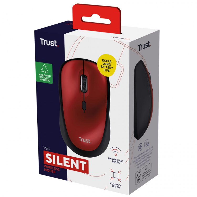 Trust Yvi+ Trådlös mus Eco-design Röd