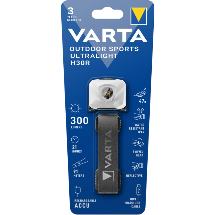 Varta Outdoor Sports Ultralight H30R Pannlampa 300 lm Vit