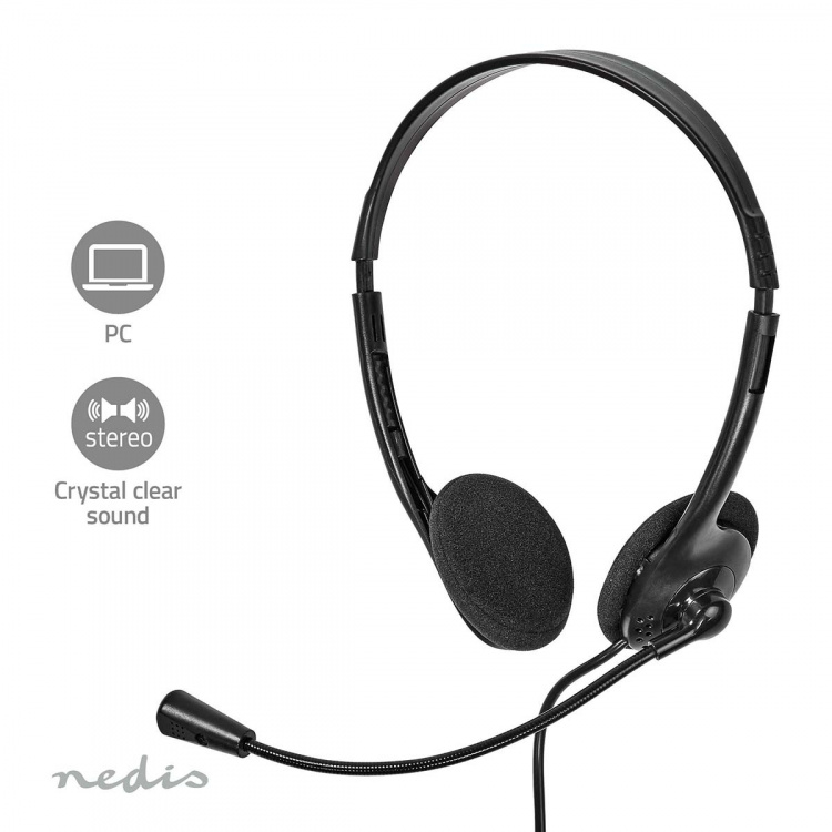 Nedis PC headset | On-Ear | Stereo | USB Type-A / USB Type-C™ | Vikbara Mikrofon | Svart