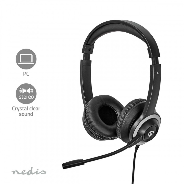 Nedis PC headset | On-Ear | Stereo | USB Type-A / USB Type-C™ | Vikbara Mikrofon | Svart Nedis PC headset | On-Ear | Stereo | USB Type-A / USB Type-C™ | Vikbara Mikrofon | Svart