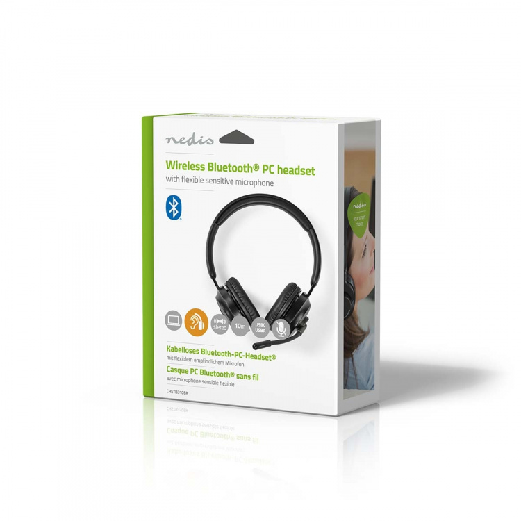 Nedis PC headset | On-Ear | Stereo | Bluetooth | Vikbara Mikrofon | Svart Nedis PC headset | On-Ear | Stereo | Bluetooth | Vikbara Mikrofon | Svart