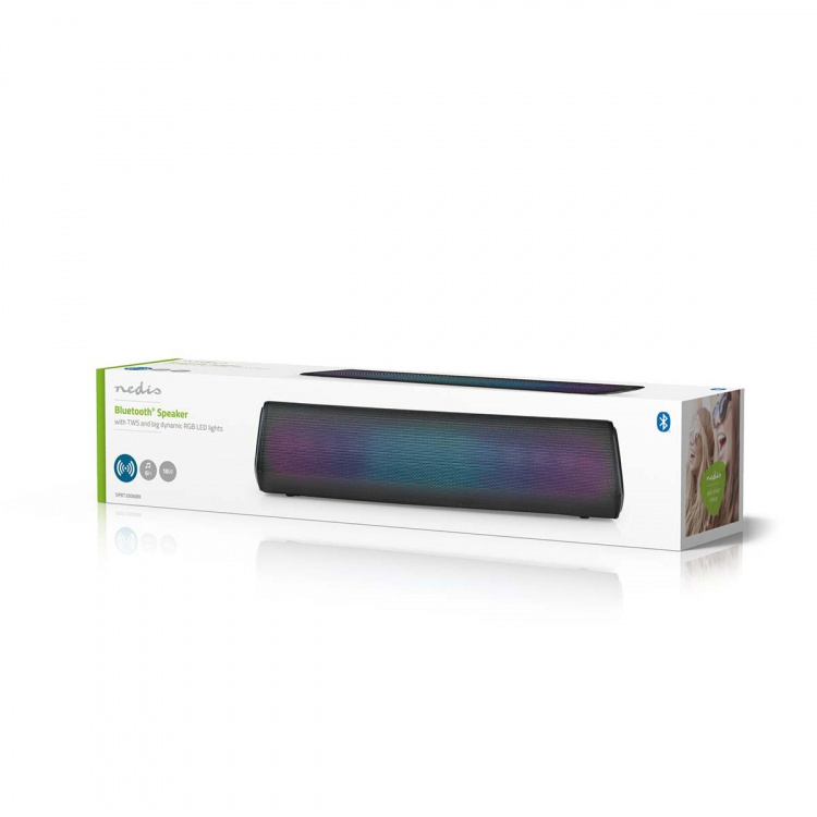 Nedis Bluetooth® Högtalare | Maximal batteritid: 6 timmar | Bordsdesign | 18 W | Stereo | Inbygd mikrofon | Synkroniseringsbar | Svart