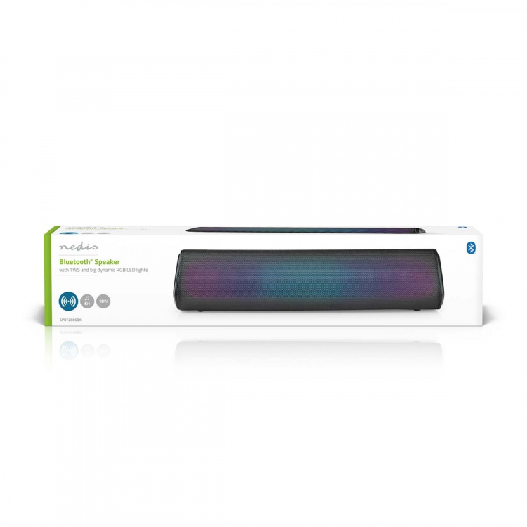 Nedis Bluetooth® Högtalare | Maximal batteritid: 6 timmar | Bordsdesign | 18 W | Stereo | Inbygd mikrofon | Synkroniseringsbar | Svart