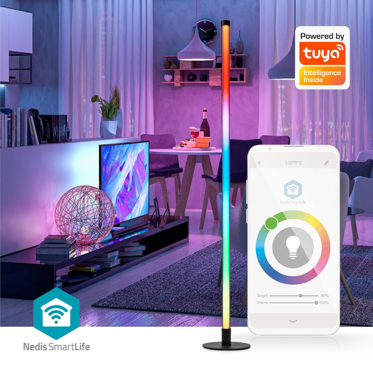 Nedis SmartLife stämningslampa | Wi-Fi | Tube | 180 lm | RGBIC / Varm till cool vit | 2700 - 6500 K | 10 W | Metall / Silikon | 1 st Nedis SmartLife stämningslampa | Wi-Fi | Tube | 180 lm | RGBIC / Varm till cool vit | 2700 - 6500 K | 10 W | Metall / Silikon | 1 st